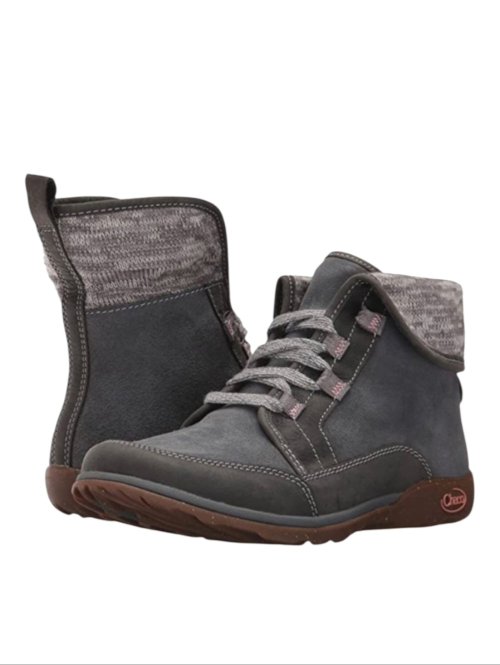 Chaco Barbary ankle boot gray suede leather lace up women's size 10